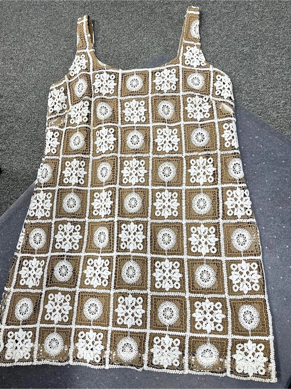 LOFT Crochet Square-Panel Tank Dress Mini Dress Size 12
